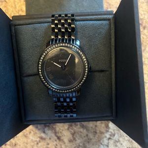 Black ceramic fossil watch